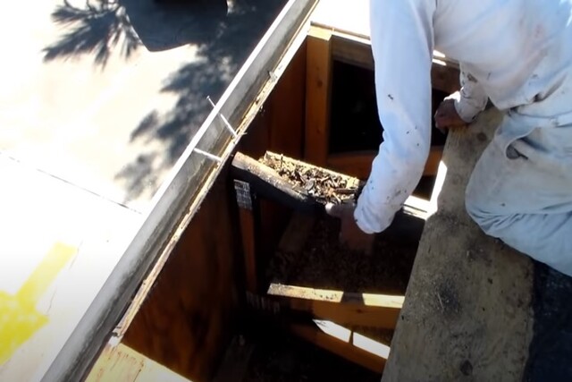 Worker found the leak on commercial flat roof